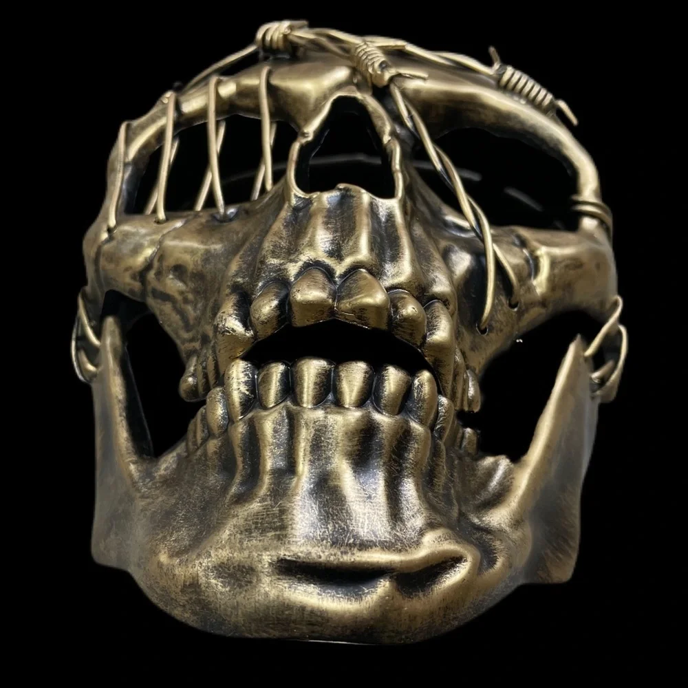 Skeleton mask with barbed wire and 